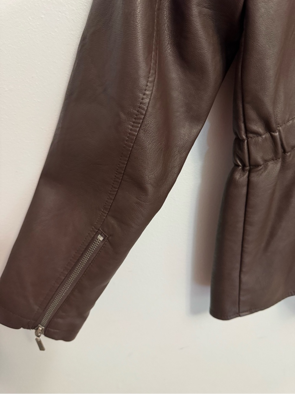 Baccini Faux Leather Zip Jacket Brown Size L - Picture 5 of 6